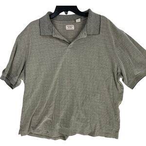 Hudson River Polo Shirt Mens XXL Blue Brown Grid Check Short Sleeve Cotton Blend